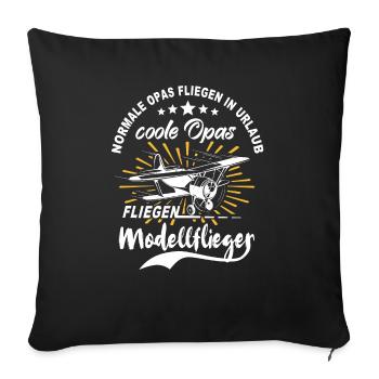 Modellflieger Opa Modellflug Modellfliegen - Sofakissenbezug 45 x 45 cm - Schwarz - Vorne