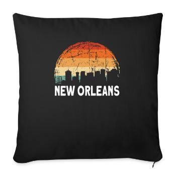 Coucher de soleil à la Nouvelle-Orléans - Housse de coussin décorative 45 x 45 cm - noir - Devant