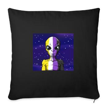 Non Binary Alien - Enby LGBTQ und Genderqueer - Sofakissenbezug 45 x 45 cm - Schwarz - Vorne
