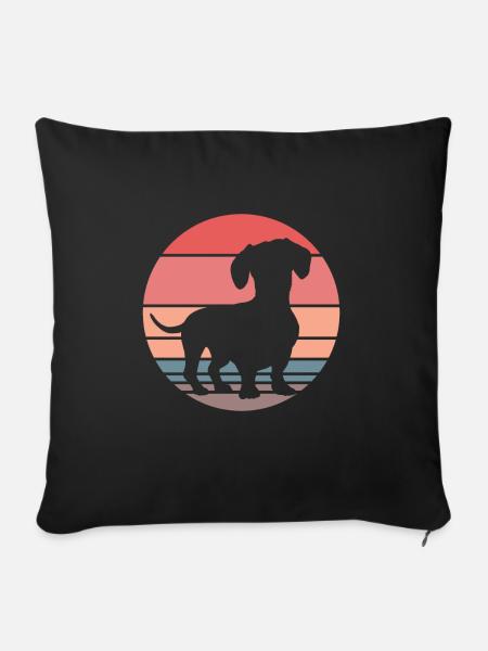 Dachshund Teckel Dackel - Sofakissenbezug 45 x 45 cm - Schwarz