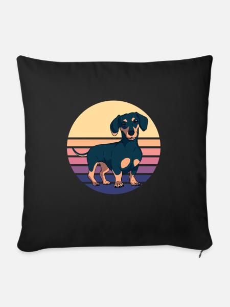 Dachshund Teckel Dackel - Sofakissenbezug 45 x 45 cm - Schwarz