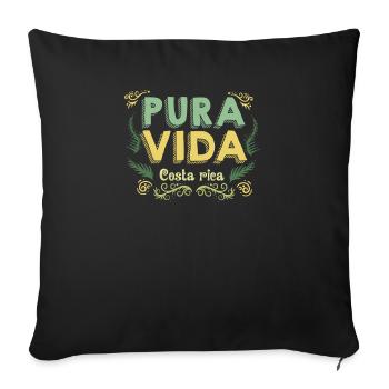 Pura Vida I Costa Rica motif pour les créoles de Tico - Housse de coussin décorative 45 x 45 cm - noir - Devant