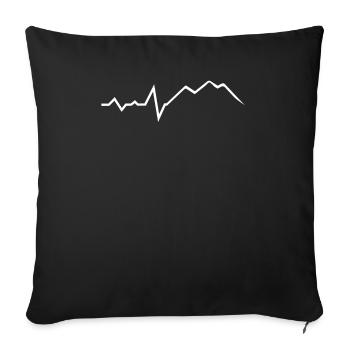 Battement de cœur avec la montagne - Housse de coussin décorative 45 x 45 cm - noir - Devant