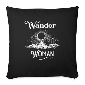 Wander Woman Berg Wandern Design für Damen - Sofakissenbezug 45 x 45 cm - Schwarz - Vorne