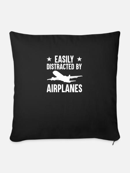 Flugzeug Flugplatz Flughafen - Sofakissenbezug 45 x 45 cm - Schwarz