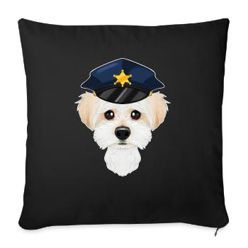 Police Maître canin maltais I Chien policier I - Housse de coussin décorative 45 x 45 cm - noir - Devant