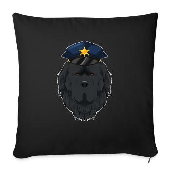 Police Newfoundland Canine Handler I Chien policier I - Housse de coussin décorative 45 x 45 cm - noir - Devant