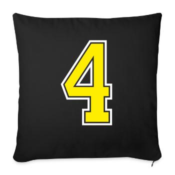 Numéro 4 Design jaune - Housse de coussin décorative 45 x 45 cm - noir - Devant