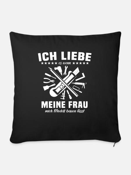 Modellbauer Sprüche Modellbau - Sofakissenbezug 45 x 45 cm - Schwarz