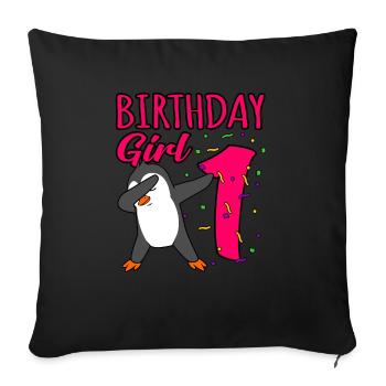 1st birthday - Sofa pillowcase 17,3'' x 17,3'' (45 x 45 cm) - black - Front