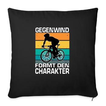 Vintage Radsportler Motiv für Mountainbiker - Sofakissenbezug 45 x 45 cm - Schwarz - Vorne