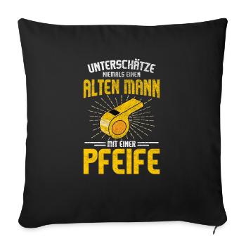 Referee Schiedsrichter Unparteiischer Schiri - Sofakissenbezug 45 x 45 cm - Schwarz - Vorne