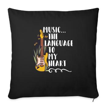 Musique La langue à mon cœur Guitare Musique - Housse de coussin décorative 45 x 45 cm - noir - Devant