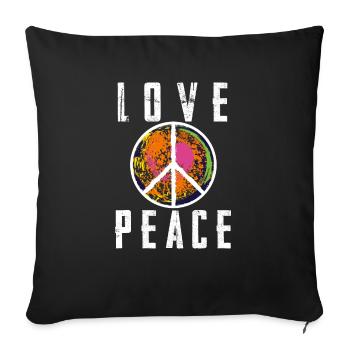 Flower Power 60s 70s - Love Freedom 2 - Sofa pillowcase 17,3'' x 17,3'' (45 x 45 cm) - black - Front