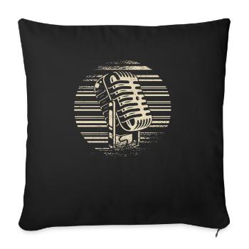 Retro Singer Microphone I Vocalist I Vintage - Sofakissenbezug 45 x 45 cm - Schwarz - Vorne