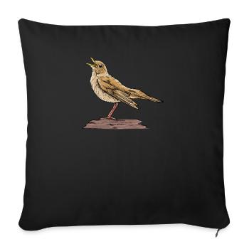 Nightingale I Garden Bird Songbird Motif for - Sofa pillowcase 17,3'' x 17,3'' (45 x 45 cm) - black - Front