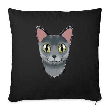 Cat Lover I Cat Face I Chat bleu russe - Housse de coussin décorative 45 x 45 cm - noir - Devant