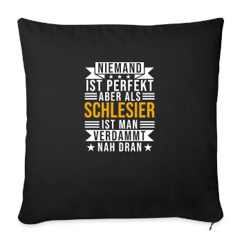 Schlesien Schlesier Lustiger Oberschlesien Spruch - Sofakissenbezug 45 x 45 cm - Schwarz - Vorne