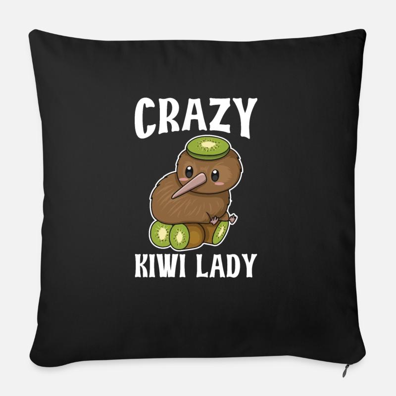 Crazy kiwi Lady Design für ein Kiwi-Mädchen - Sofakissenbezug 45 x 45 cm - Schwarz
