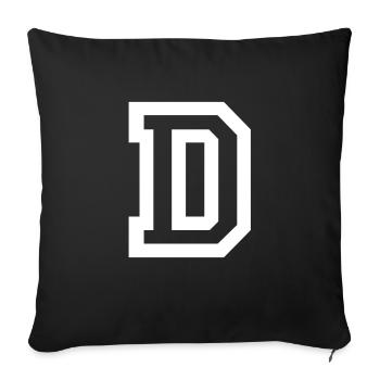 letter D - Sofa pillowcase 17,3'' x 17,3'' (45 x 45 cm) - black - Front