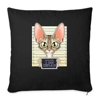 Devon Rex Cat Mom - Dear Mom I Can Explain - Sofa pillowcase 17,3'' x 17,3'' (45 x 45 cm) - black - Front