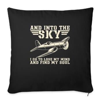Pilot Flugzeug Fliegen Segelflugzeug Luftfahrt - Sofakissenbezug 45 x 45 cm - Schwarz - Vorne