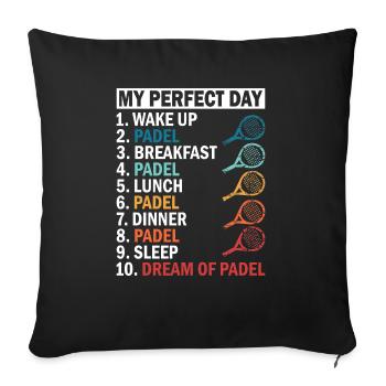 Funny padel racket tennis padel joke clothing - Sofa pillowcase 17,3'' x 17,3'' (45 x 45 cm) - black - Front