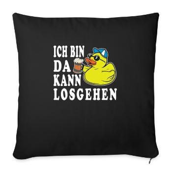 Kann losgehen Badenente Durstige Quietscheente - Sofakissenbezug 45 x 45 cm - Schwarz - Vorne