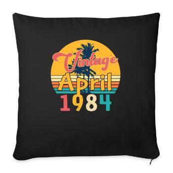 April 1984 Palm Vintage - Sofa pillowcase 17,3'' x 17,3'' (45 x 45 cm) - black - Front