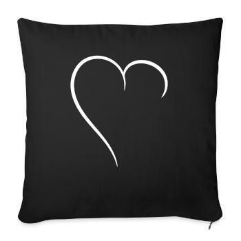 Half Heart White Love - Sofa pillowcase 17,3'' x 17,3'' (45 x 45 cm) - black - Front