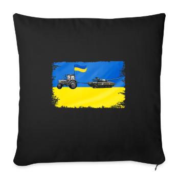 Un agriculteur ukrainien vole des chars russes - Housse de coussin décorative 45 x 45 cm - noir - Devant
