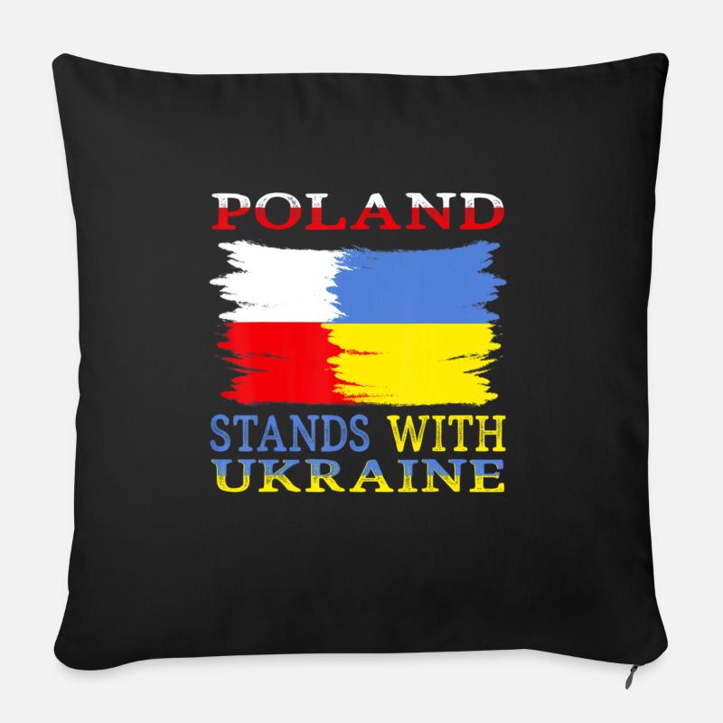 Poland Ukraine Support - Sofa pillowcase 17,3'' x 17,3'' (45 x 45 cm) - black