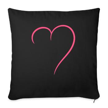 Half Heart Pink Love - Sofa pillowcase 17,3'' x 17,3'' (45 x 45 cm) - black - Front