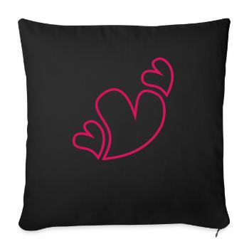 Trois cœurs rouges - Housse de coussin décorative 45 x 45 cm - noir - Devant