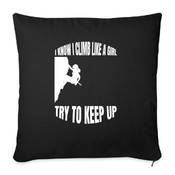 Climbing Ladies Mountaineering Girls Bouldering Woman - Sofa pillowcase 17,3'' x 17,3'' (45 x 45 cm) - black - Front