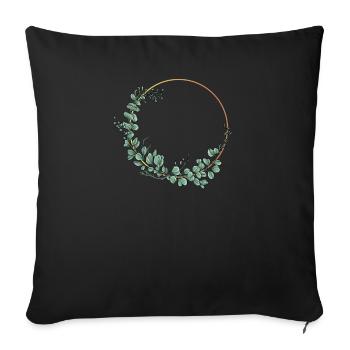 Hochzeit Blumenkranz I Braut Strauß Boho Stil - Sofakissenbezug 45 x 45 cm - Schwarz - Vorne