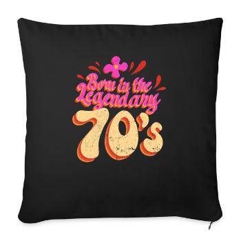 Born in the 70s 70s Retro Hippie colorful - Sofa pillowcase 17,3'' x 17,3'' (45 x 45 cm) - black - Front