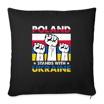 Je suis avec l’Ukraine La Pologne se tient avec l’Ukraine - Housse de coussin décorative 45 x 45 cm - noir - Devant