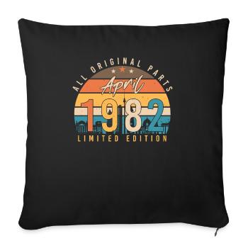 Salutations d’anniversaire 1982 Avril - Housse de coussin décorative 45 x 45 cm - noir - Devant