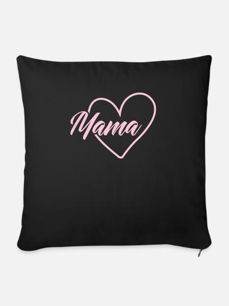Mama Herz - Sofakissenbezug 45 x 45 cm - Schwarz