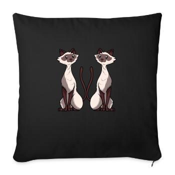 Chat siamois Œuvre d’art deux chat siamois Amour - Housse de coussin décorative 45 x 45 cm - noir - Devant