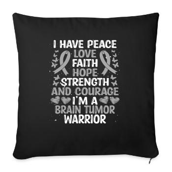 Brain Tumor Warrior Glioblastoma Awareness Ribbon - Sofa pillowcase 17,3'' x 17,3'' (45 x 45 cm) - black - Front