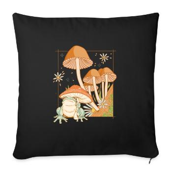 Cottagecore aesthetic frog with mushrooms cottage - Sofa pillowcase 17,3'' x 17,3'' (45 x 45 cm) - black - Front