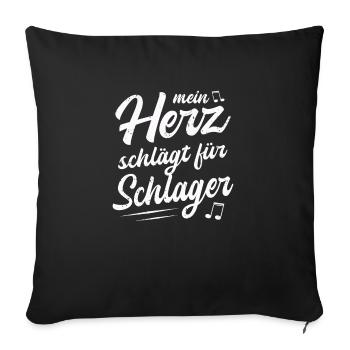 Mein Herz Schlägt Für Schlager Volksmusik Gaudi - Sofakissenbezug 45 x 45 cm - Schwarz - Vorne