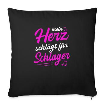 Mein Herz Schlägt Für Schlager Volksmusik Gaudi - Sofakissenbezug 45 x 45 cm - Schwarz - Vorne