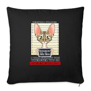 Devon Rex Cat I Cat Lover I Personal Stalker - Sofa pillowcase 17,3'' x 17,3'' (45 x 45 cm) - black - Front
