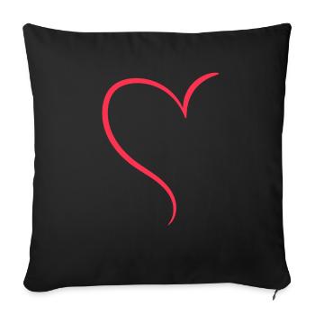 Amour à moitié cœur rouge - Housse de coussin décorative 45 x 45 cm - noir - Devant