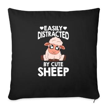 Funny sheep Distracted by cute sheep - Sofa pillowcase 17,3'' x 17,3'' (45 x 45 cm) - black - Front