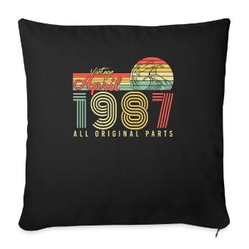 Salutations d’anniversaire 1987 Avril - Housse de coussin décorative 45 x 45 cm - noir - Devant