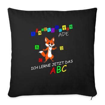 Kindergarten Ade ich lerne jetzt das ABC - Sofakissenbezug 45 x 45 cm - Schwarz - Vorne